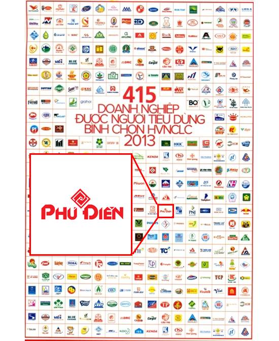 Phú Điền - Danh sách 415 doanh nghiệp Hàng Việt Nam Chất Lượng Cao 2013